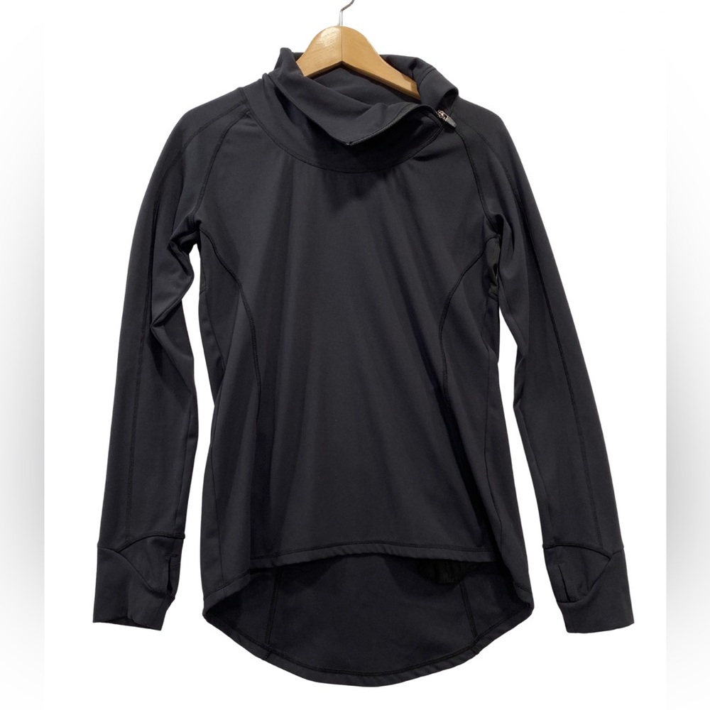 P’tula Black Zip Turtleneck Performance Pullover Thumbholes & Back Pocket Medium